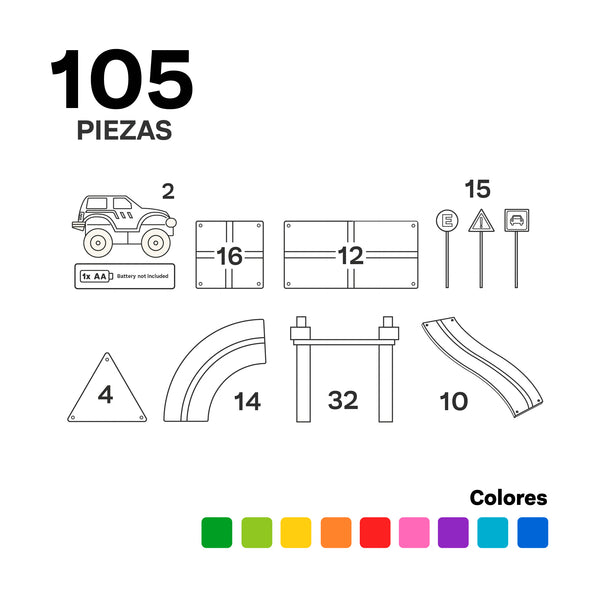 Imanix Pista de carreras 105 piezas